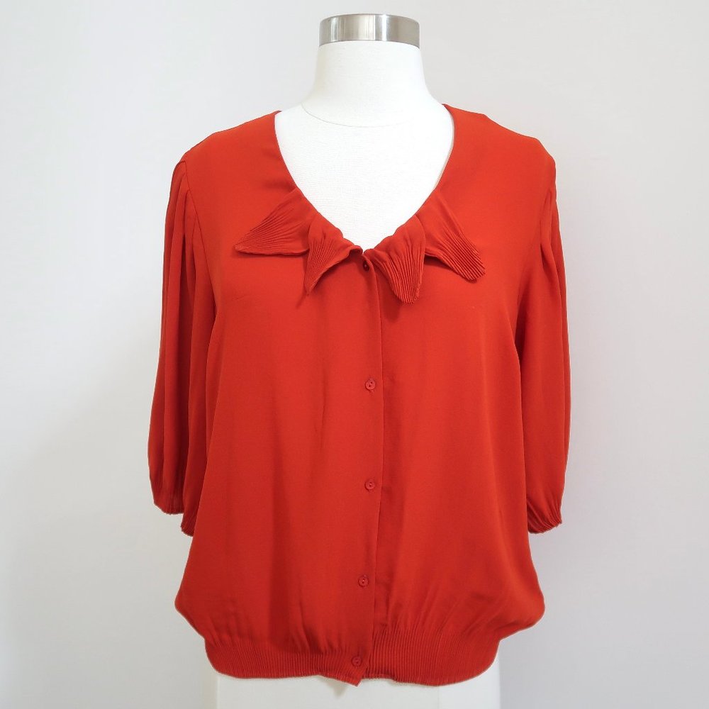 COTELAC pleated collar blouson top sz 2 M